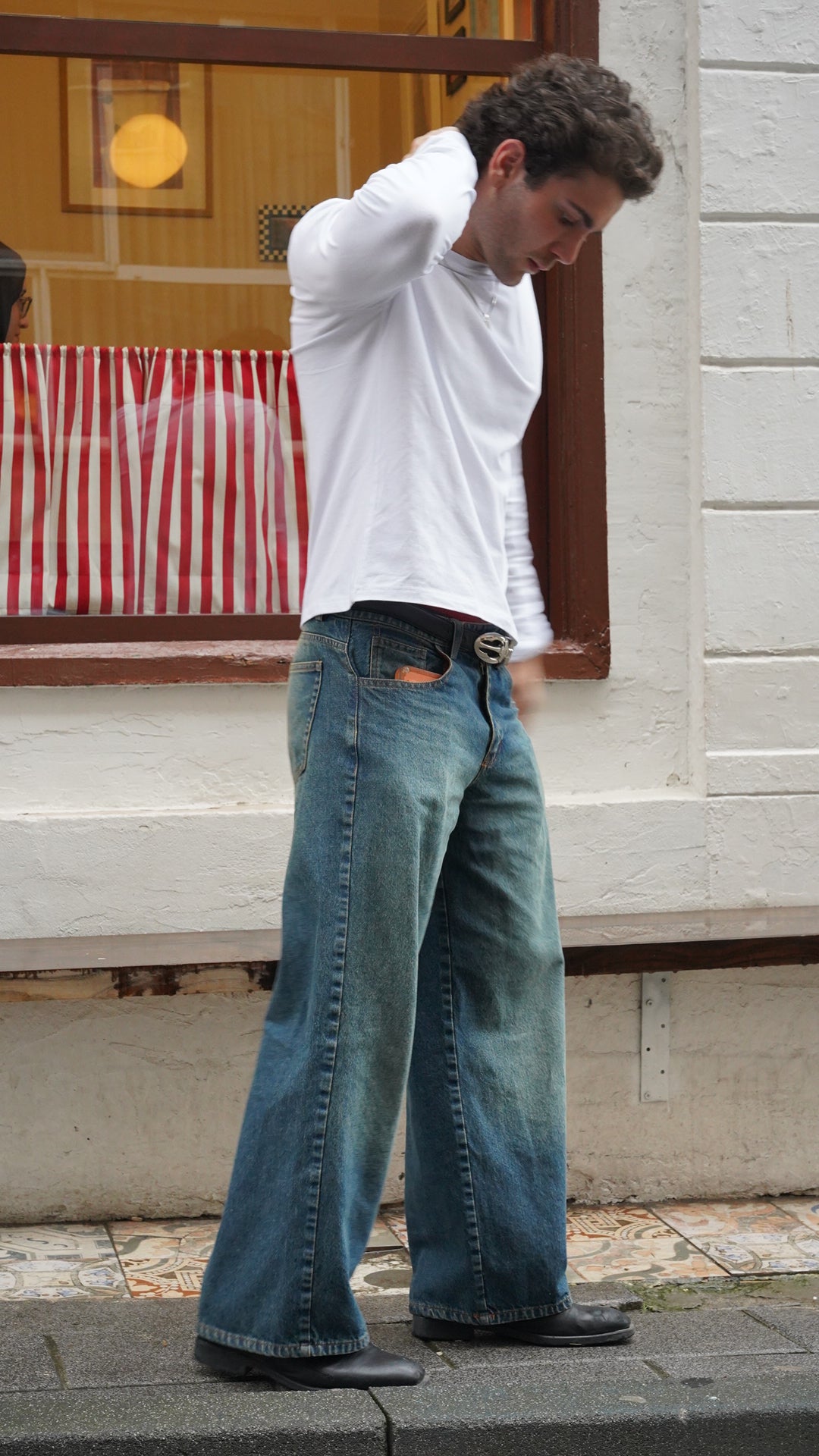 Koyu Lacivert Eskitme Baggy Pantolon