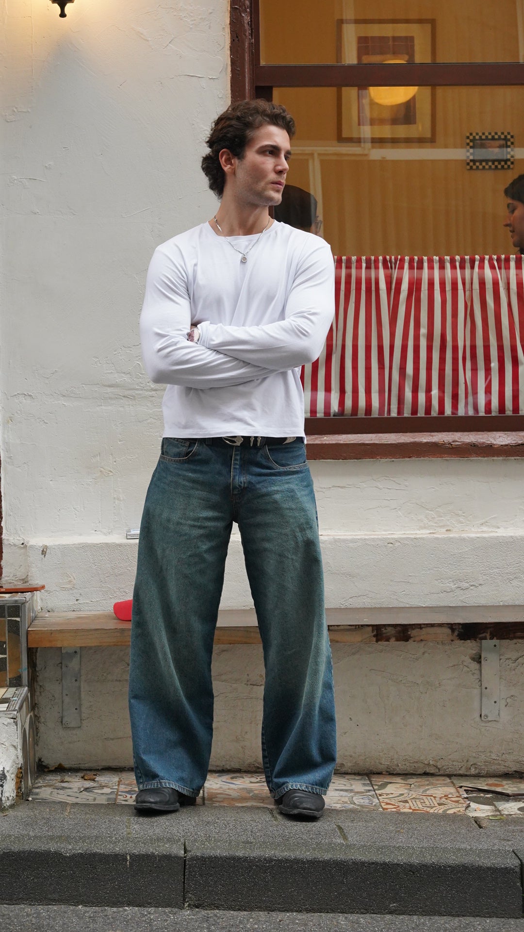 Koyu Lacivert Eskitme Baggy Pantolon