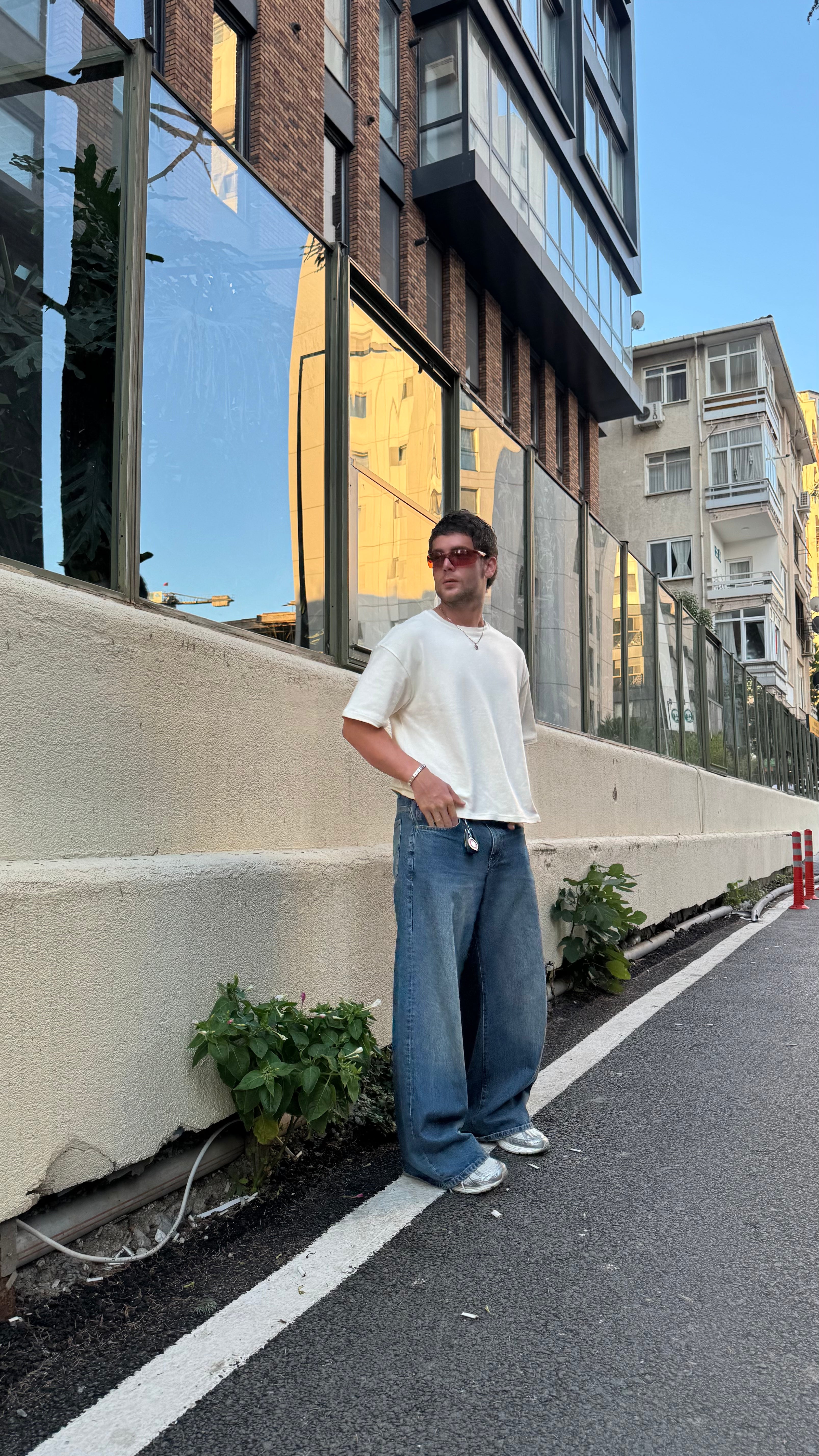 Koyu Lacivert Eskitme Baggy Pantolon