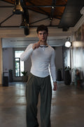 Henley Yaka Tshirt Beyaz