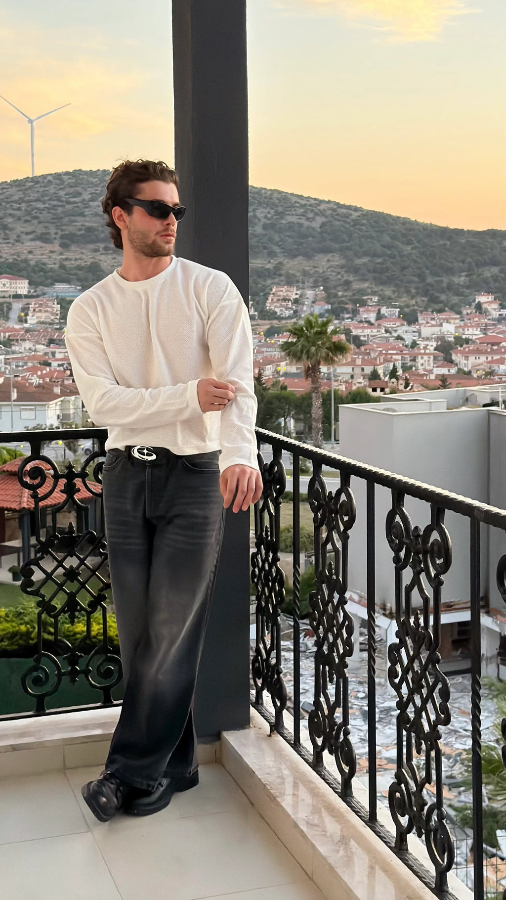 Straight loose fit eskitme siyah pantolon