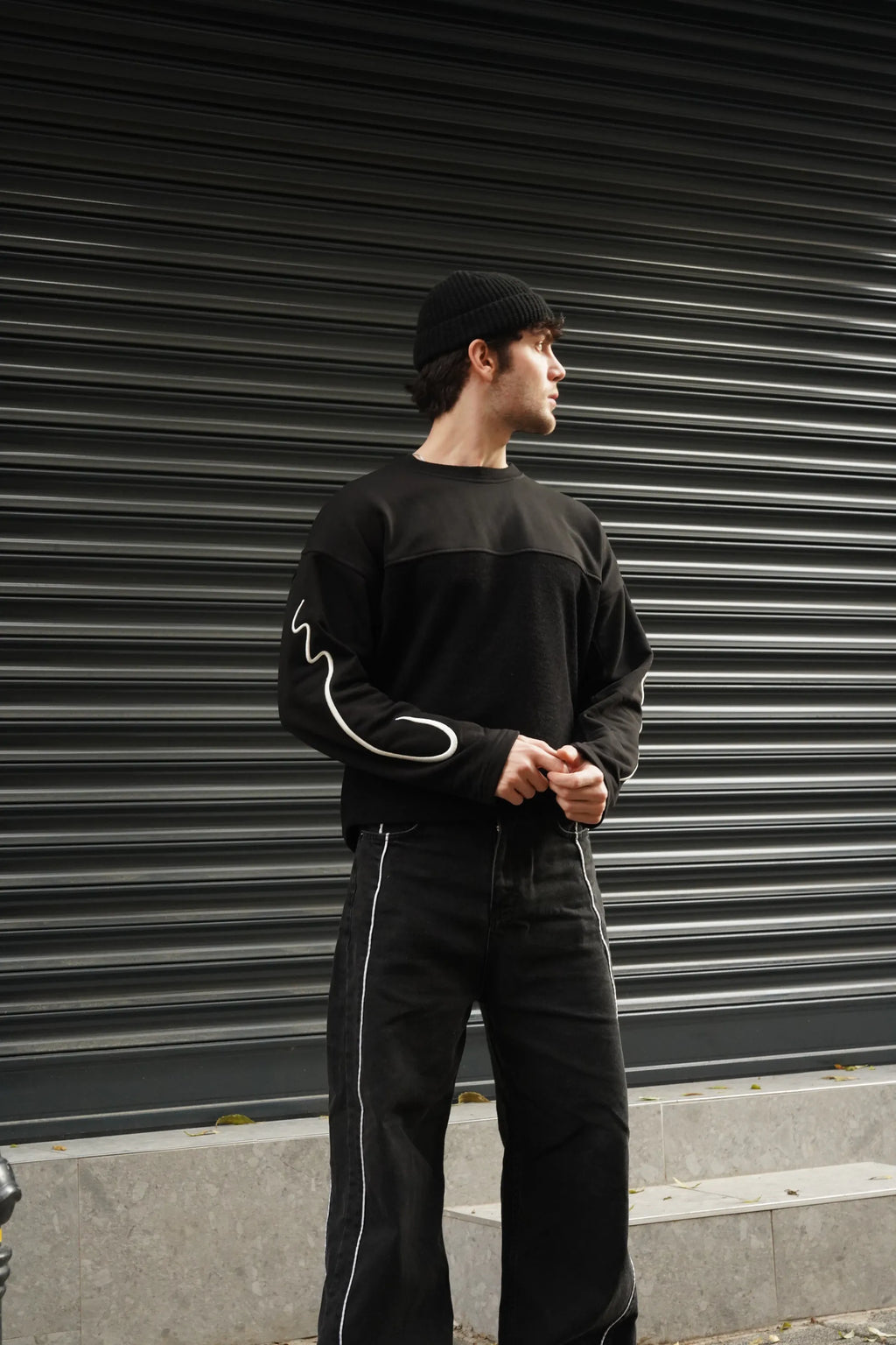 Nakış Detaylı Boxy Fit Uzun Kollu Tshirt