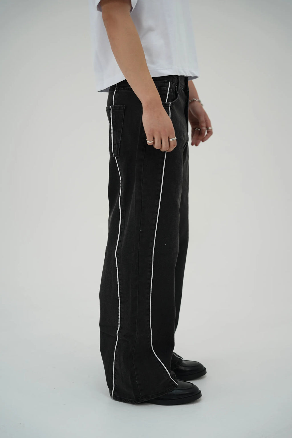 Çizgili Siyah Baggy pantolon