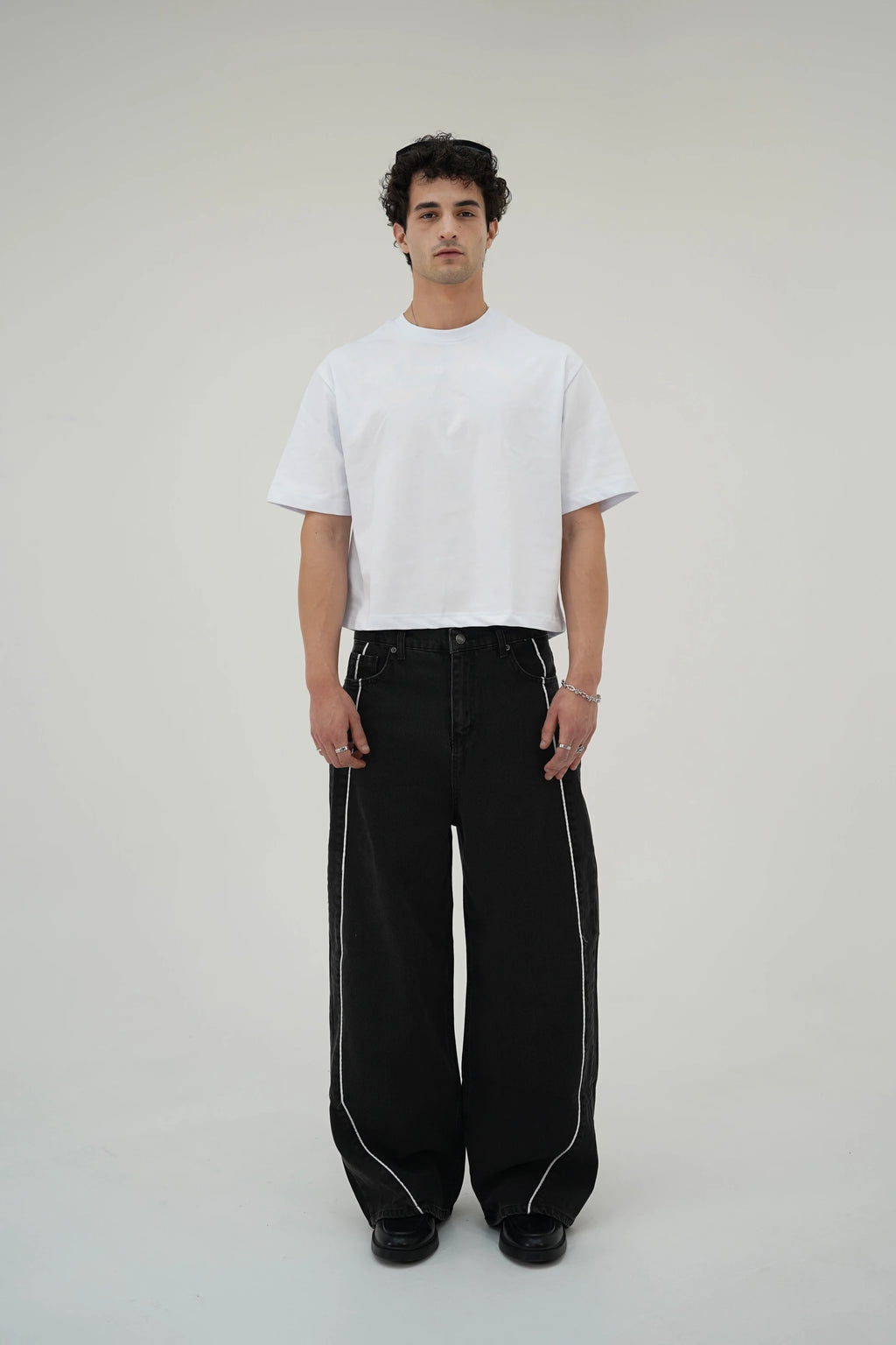 Çizgili Siyah Baggy pantolon