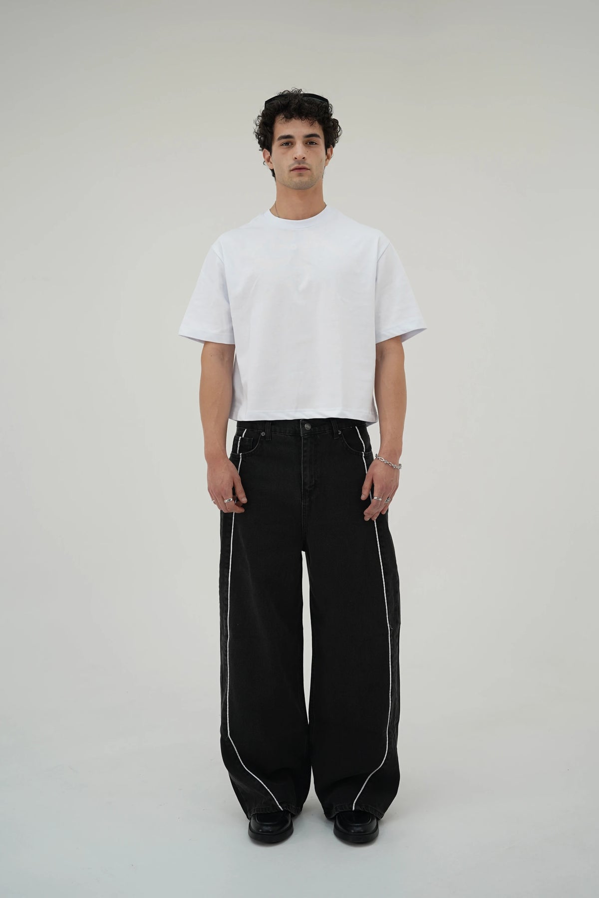 Çizgili Siyah Baggy pantolon