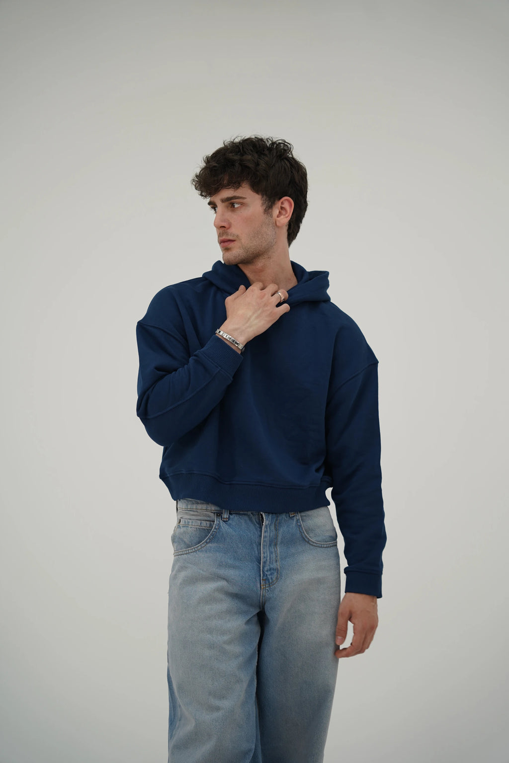Boxy Lacivert Sweatshirt