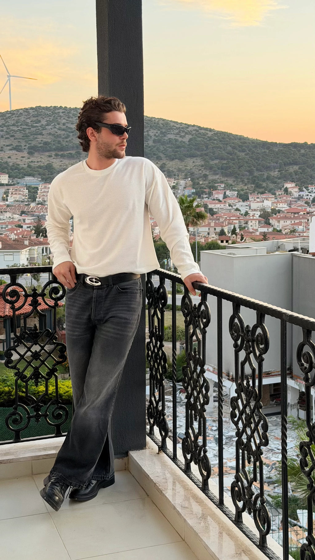 Straight loose fit eskitme siyah pantolon