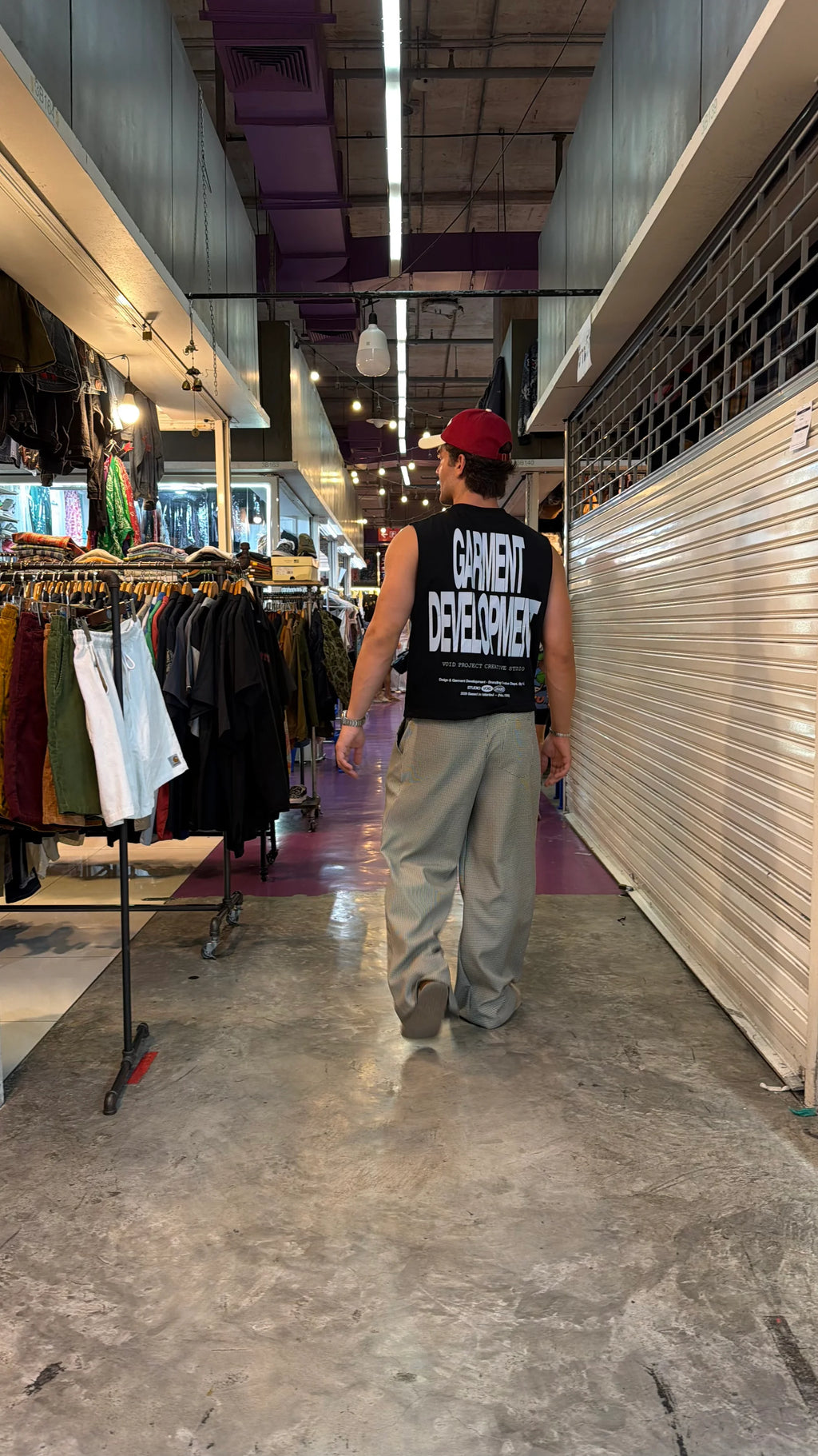 Kare detaylı Baggy Kumaş Pantolon