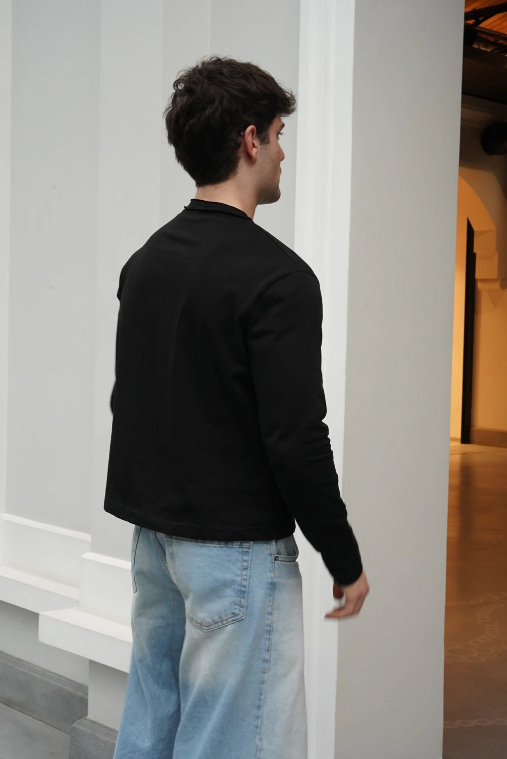 Premium Henley Yaka Tshirt Siyah