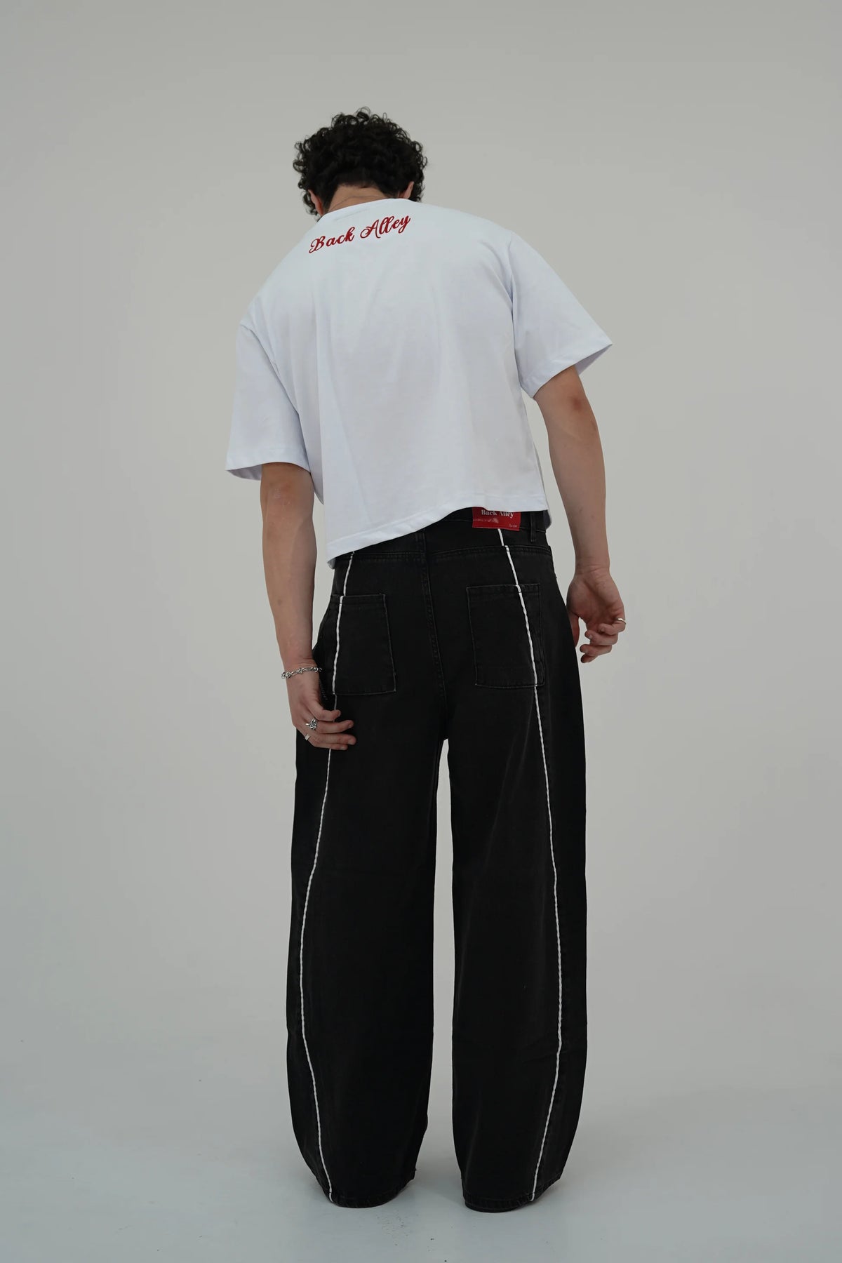 Çizgili Siyah Baggy pantolon