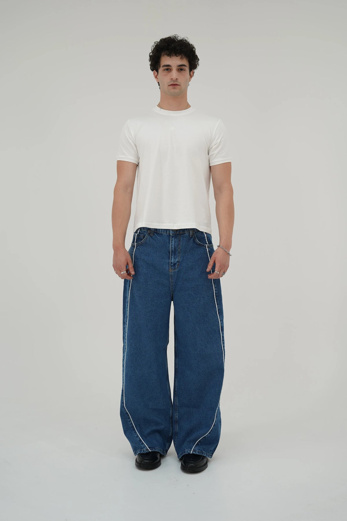 Mavi Çizgili Baggy Pantolon