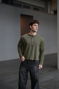 Premium Henley Yaka Tshirt Haki