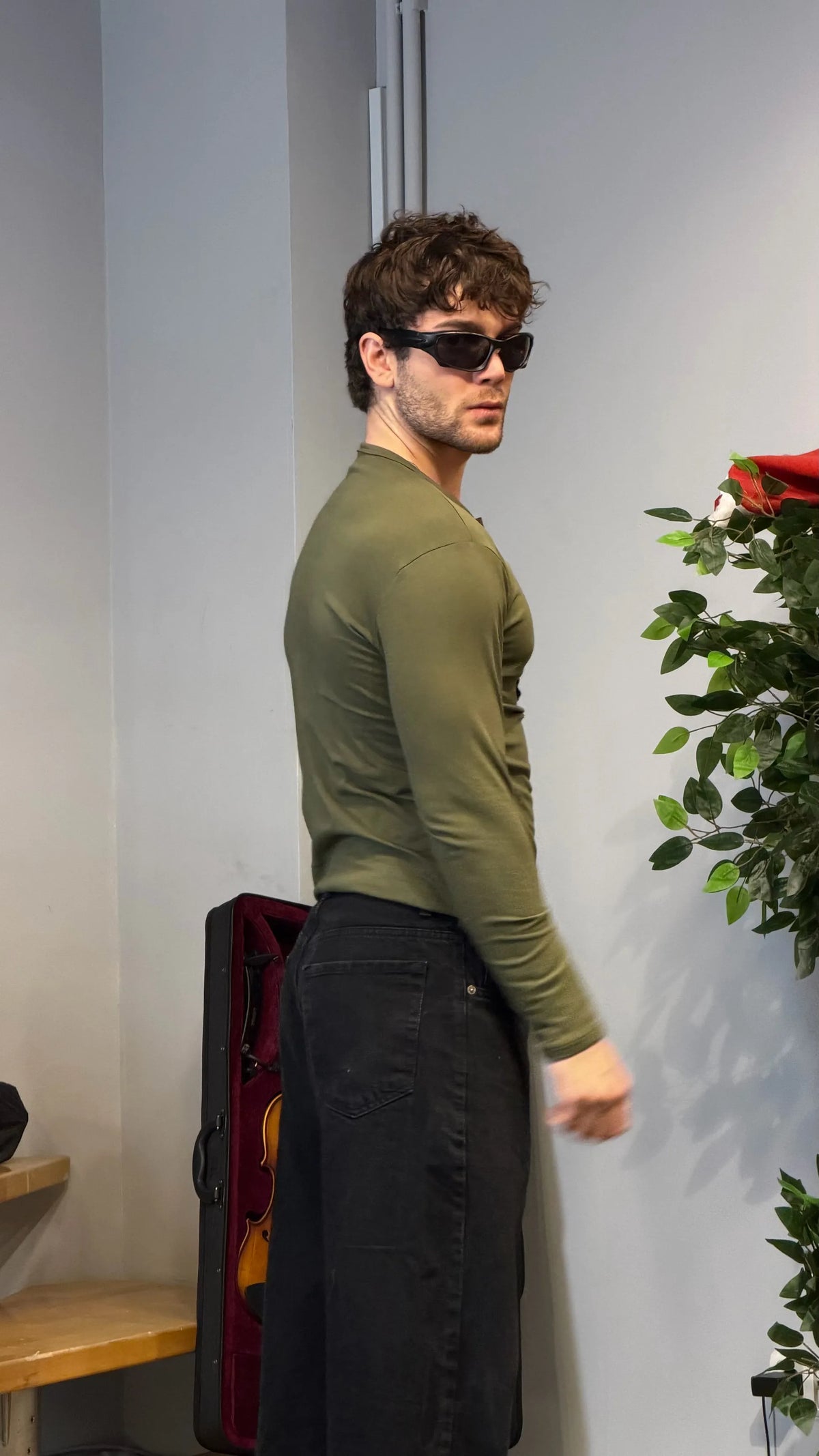 Slim Fit Premium Henley Yaka Tshirt Haki