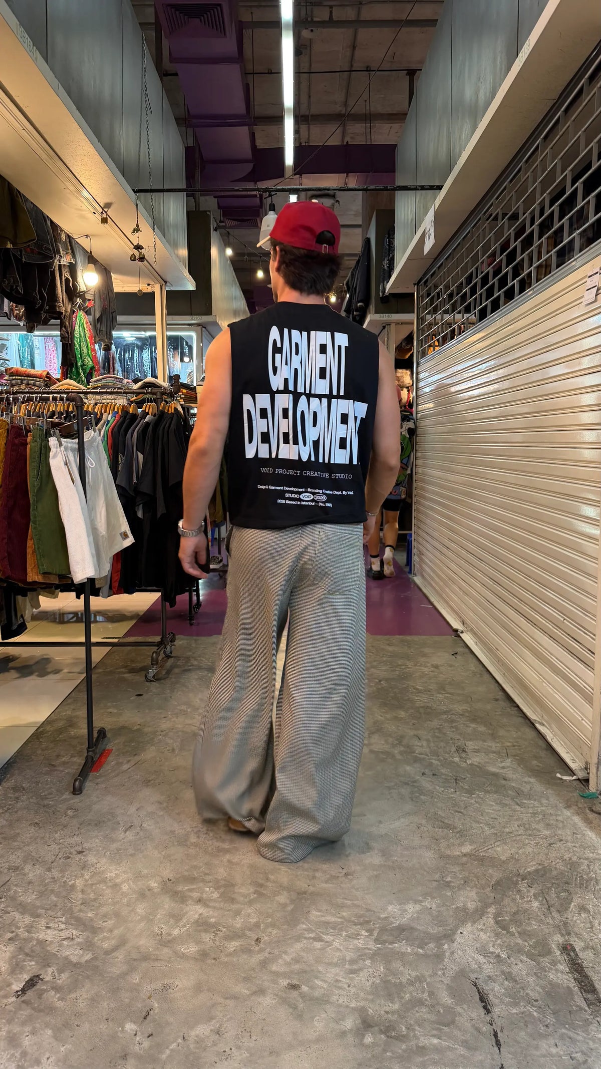 Kare detaylı Baggy Kumaş Pantolon