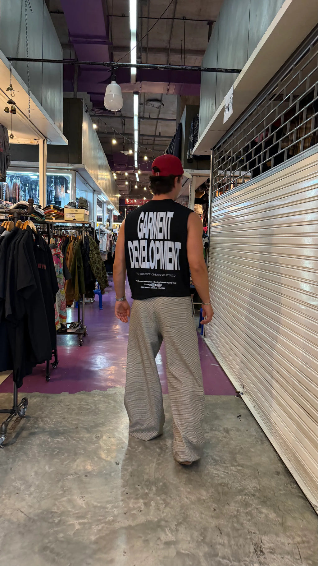 Kare detaylı Baggy Kumaş Pantolon