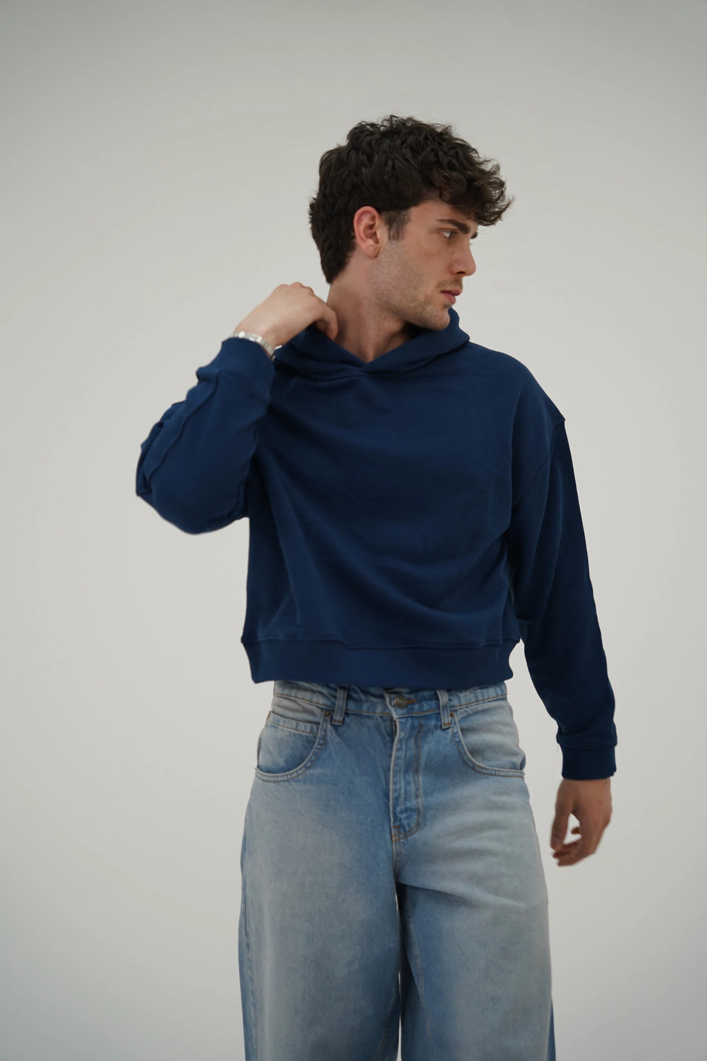 Boxy Lacivert Sweatshirt
