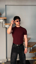 Slim Fit Baby tee Bordo
